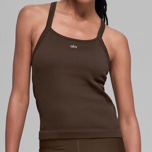 Alo Yoga Seamless Ribbed Favorite Full Length Bra Tank Espresso